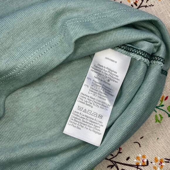 Madewell Mock Neck Top Long Sleeve Sage Green Sz Small Semi Sheer Base Layer NWT - Picture 8 of 9
